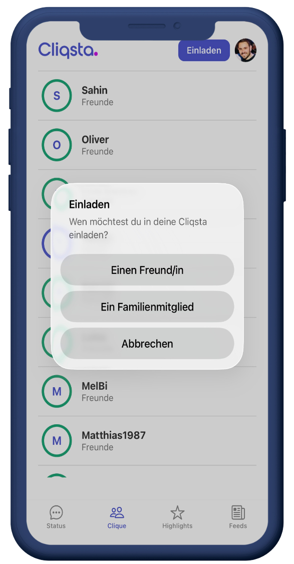 Cliqsta Privatsphäre